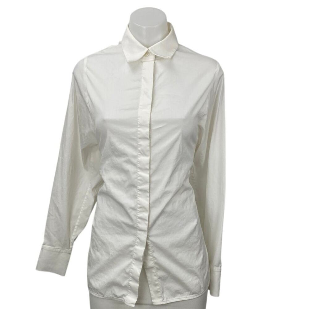 COS White Collared Long Sleeve Office Business Button Down Shirt Blouse Top Sz 4